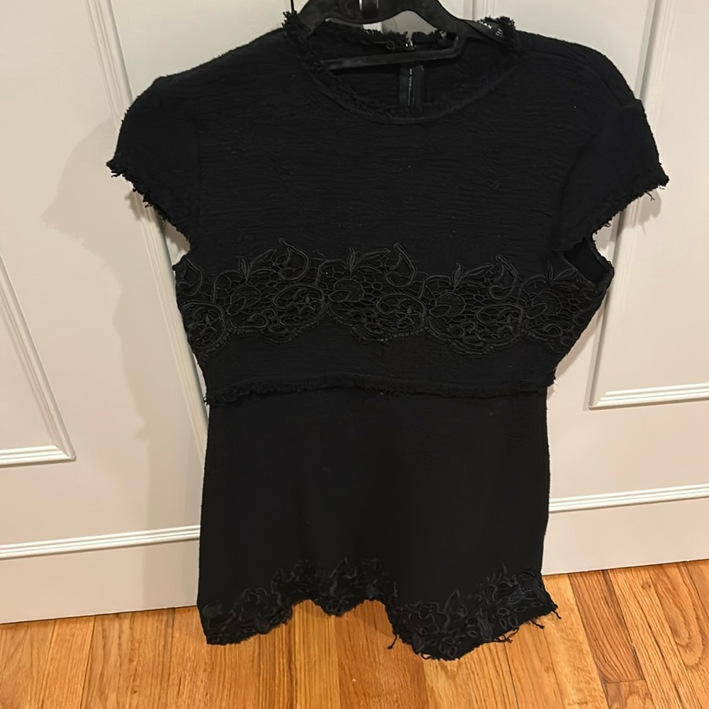 Zara Black Lace Appliqué Dress